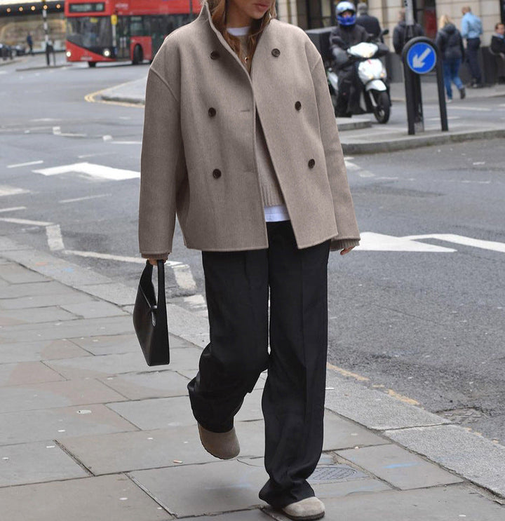 oversized double-breasted wool jacket – HARLOW