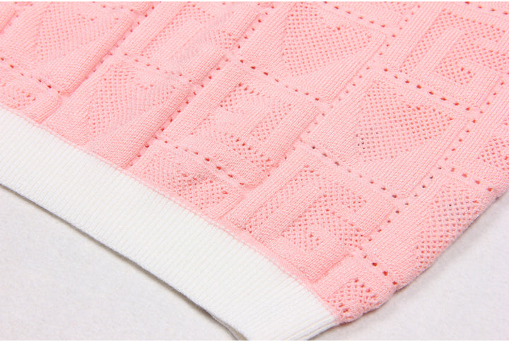 three-piece crochet knit set with contrast trim – LARISSAP