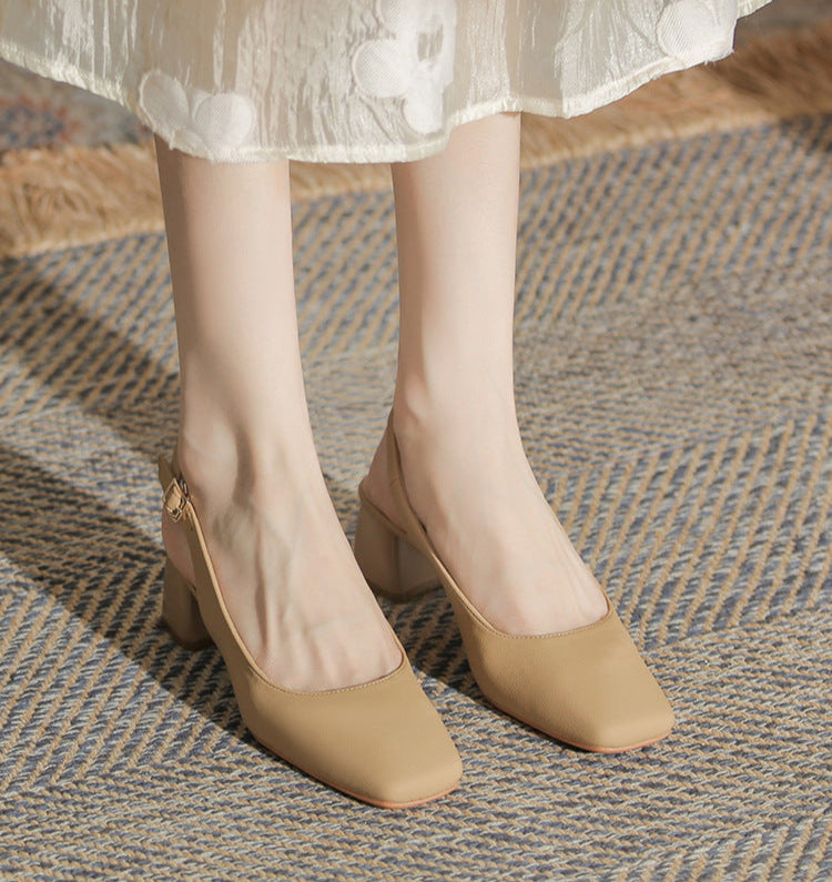 slingback block heels with square toe – AURARTU