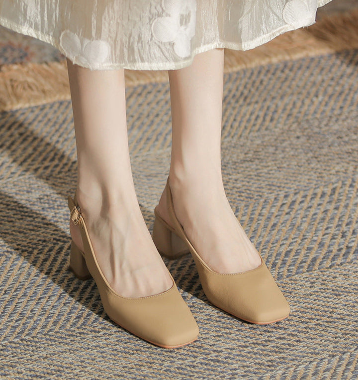 slingback block heels with square toe – AURARTU