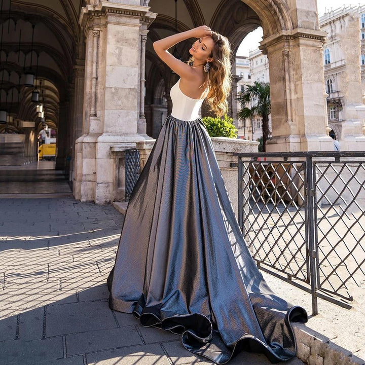 sleeveless ball gown with satin skirt - AURORIKA