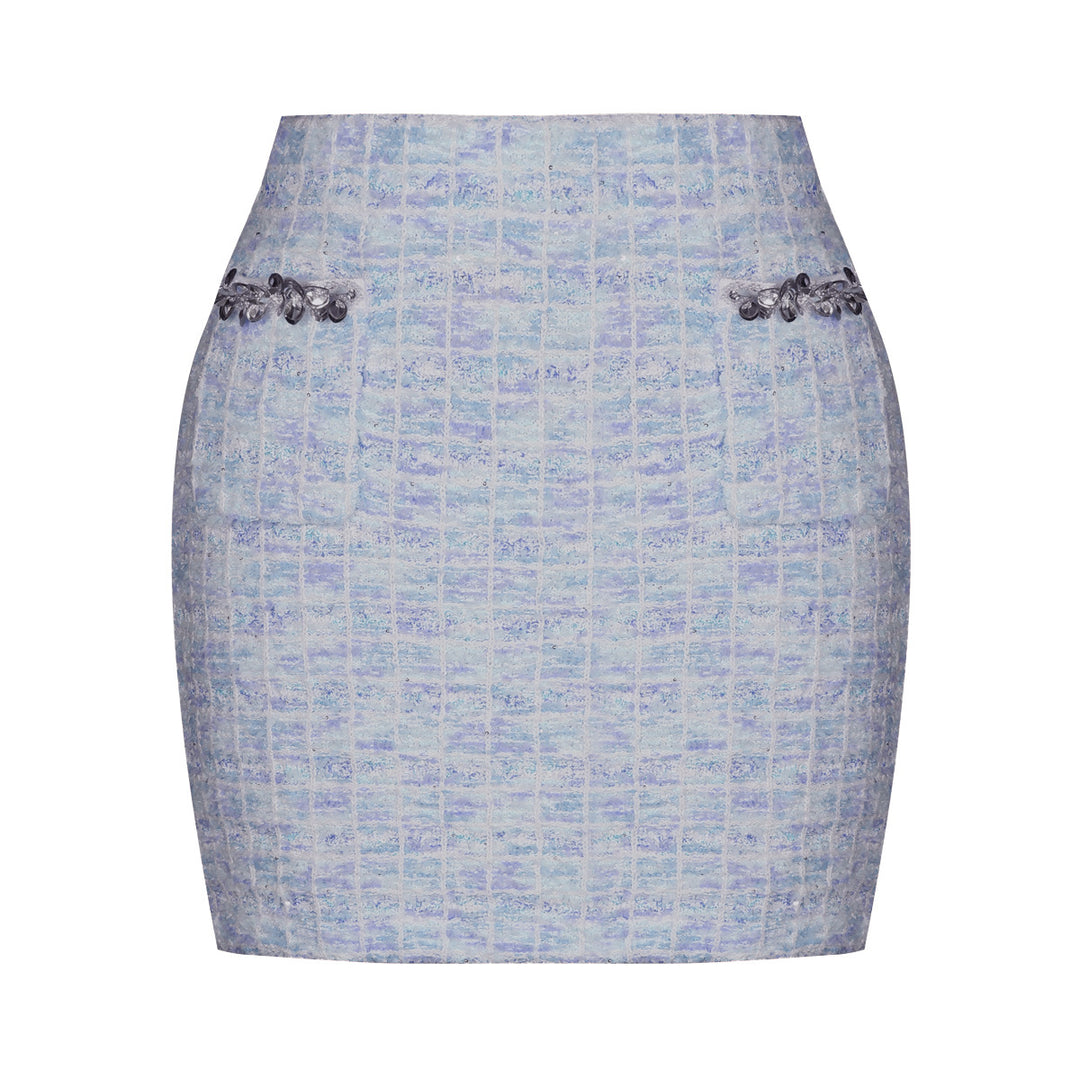 褶皱喇叭袖上衣和高腰裙套装，配腰带 – Rosiny 