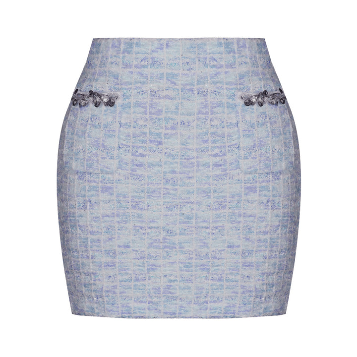 褶皱喇叭袖上衣和高腰裙套装，配腰带 – Rosiny 