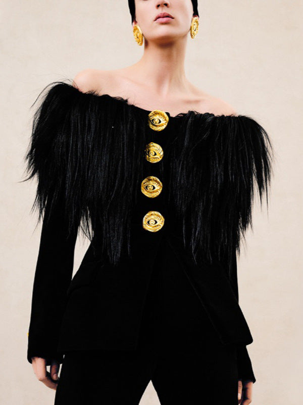 Haut à manches évasées plissées et ensemble jupe longue avec ceinture à la taille – Rosiny 