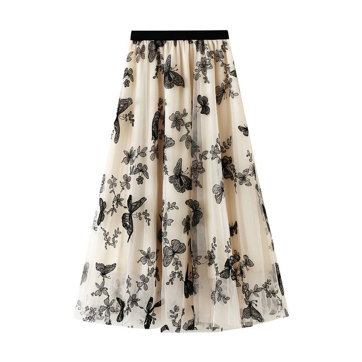 tulle midi skirt with embroidered butterfly overlay – MARIPOSA