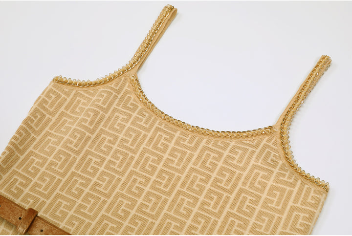 knitted two-piece dress set with logo pattern – CAMILA