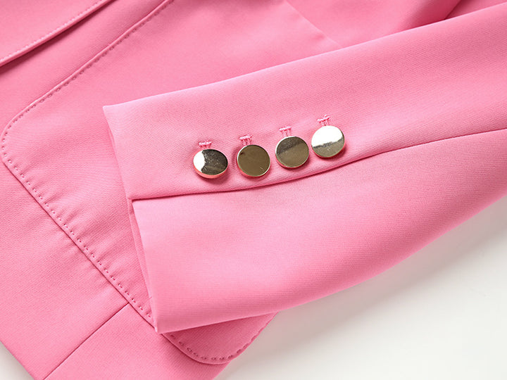 double-breasted tailored blazer in soft pink – ROSE