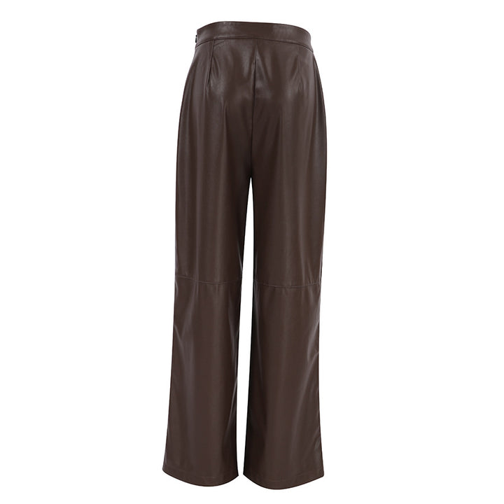 wide-leg faux leather pants with clean tailored finish – SIENNA