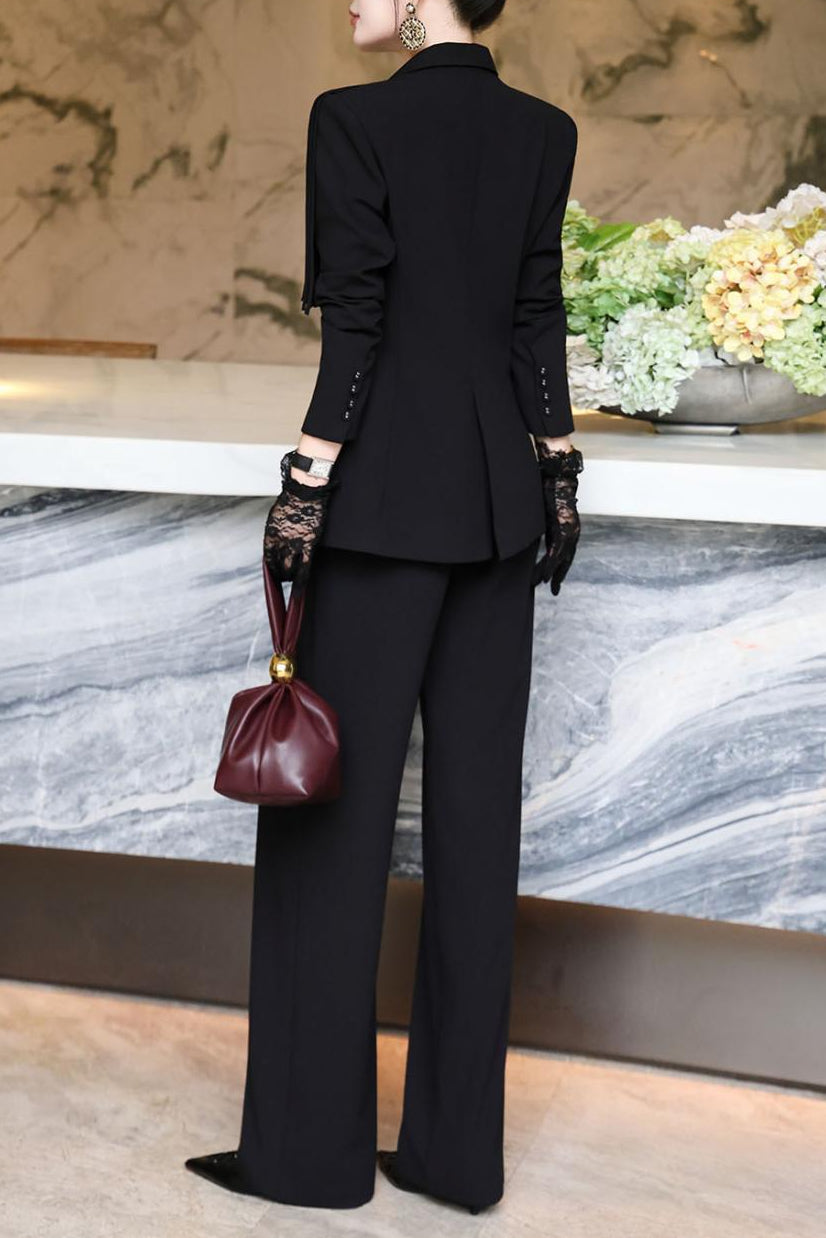 structured blazer suit with statement fringe – RAVEN