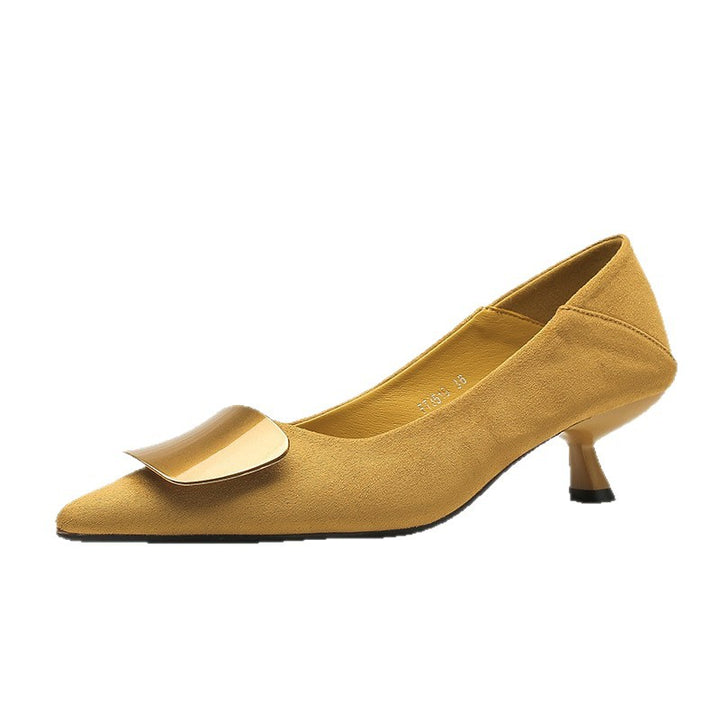 pointed toe pumps with metallic square buckle - AURELIANRI