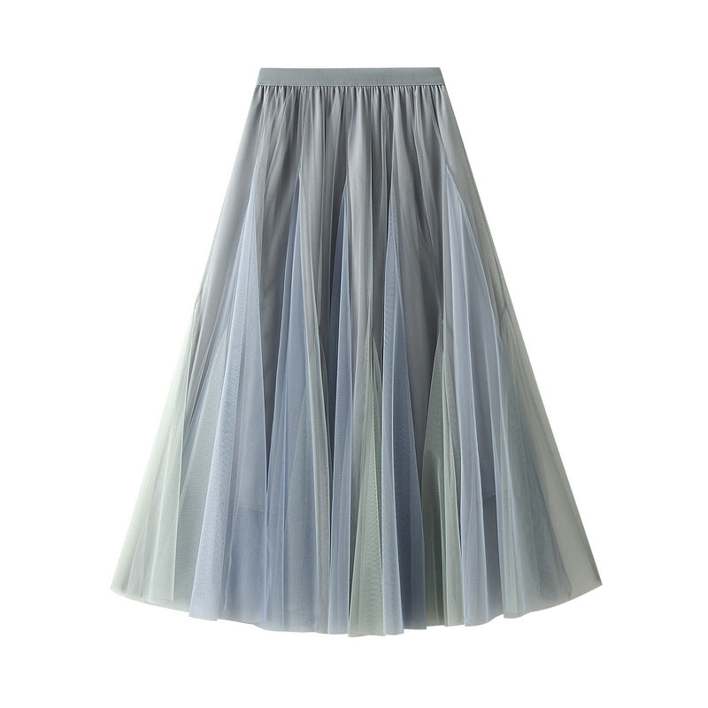 ombré tulle midi skirt with layered pleats – AURORA
