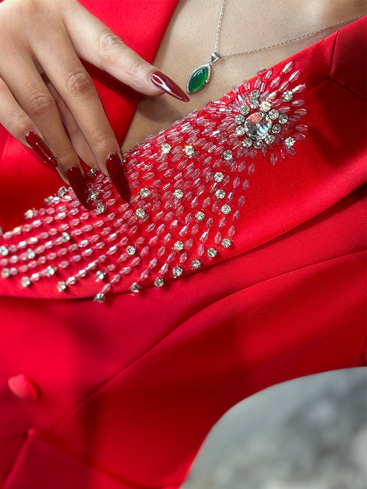 tailored flare suit with crystal burst embellishment – RUBINA