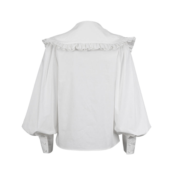 puff-sleeve blouse with oversized ruffled collar – ELARA