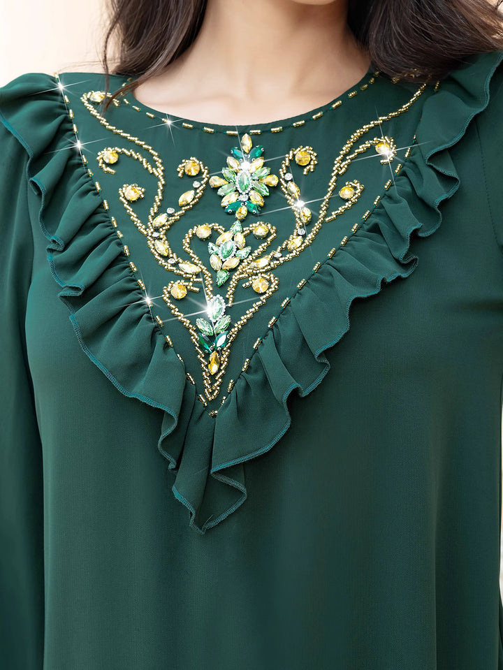 定制喇叭套装，配缎面泡泡袖 - VALENCIA 