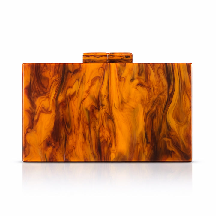 rectangular marbled clutch with glossy finish – ROSÉ