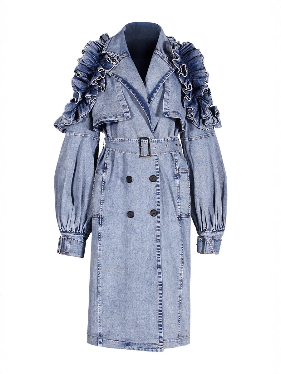 Geplooide top met uitlopende mouwen en maxi-rok set met tailleband – Rosiny 