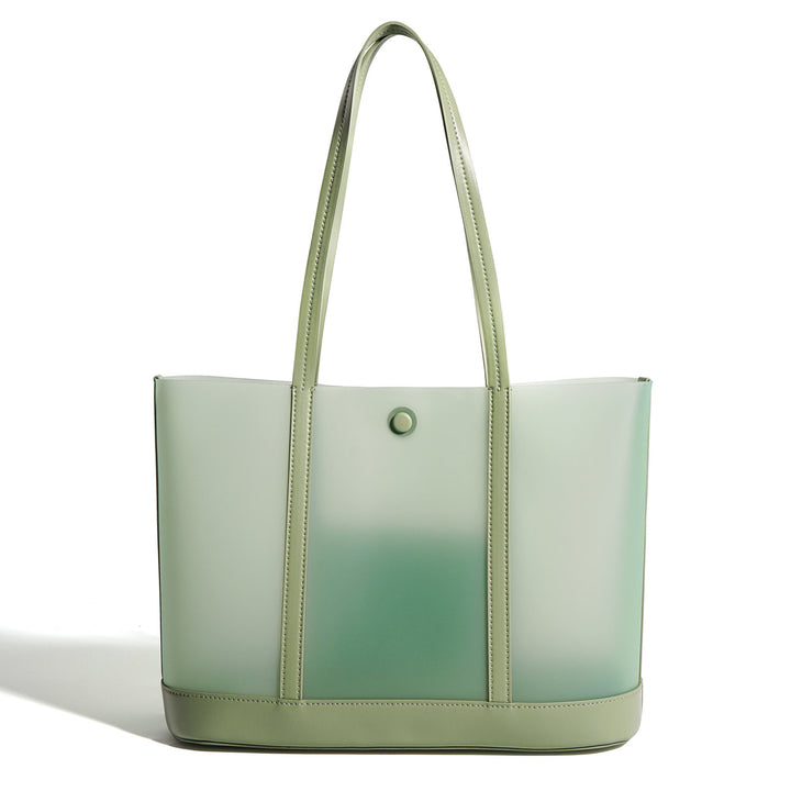 Two-tone translucent tote bag with leather trim - VERAQI