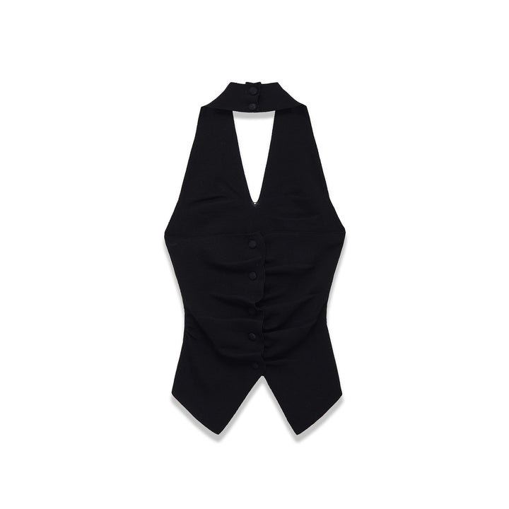 halter-neck tailored vest with open back – VIVA