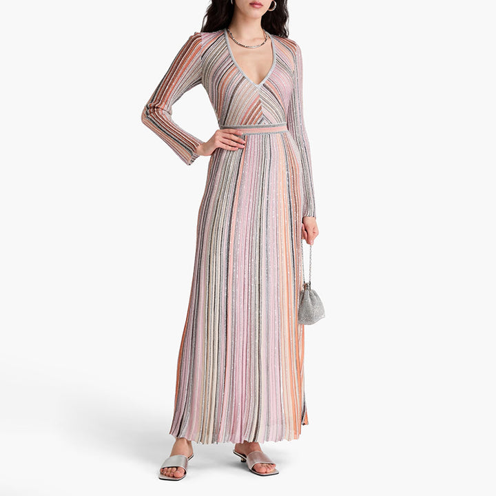 Haut à manches évasées plissées et ensemble jupe longue avec ceinture à la taille – Rosiny 