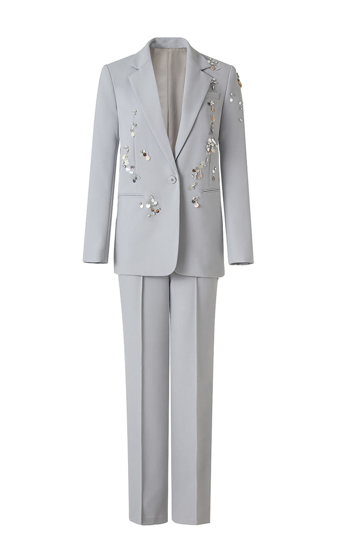 embellished tailored suit with straight-leg trousers – LUNARA
