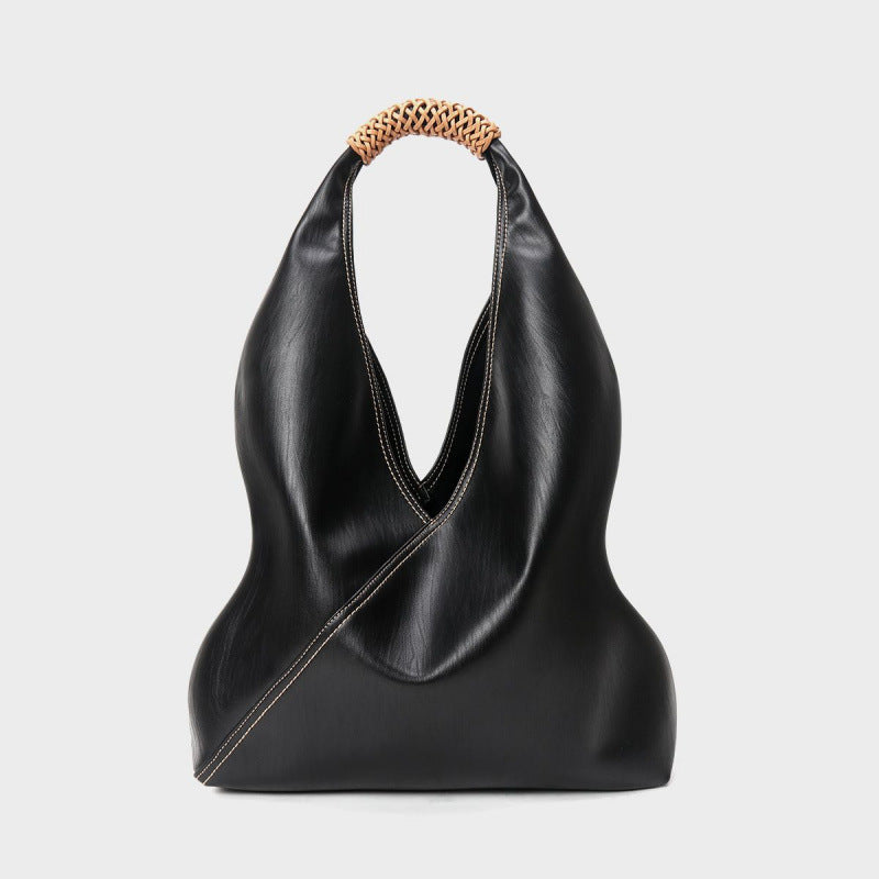 leather sculpted hobo bag with braided top handle – NYRA
