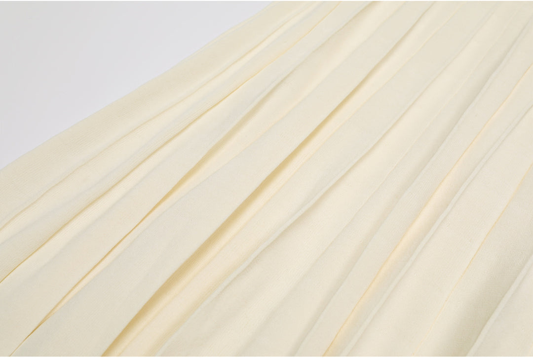 Plissiertes Oberteil mit ausgestellten Ärmeln und Maxirock-Set mit Taillengürtel – Rosiny 