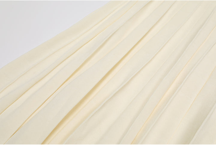 Plissiertes Oberteil mit ausgestellten Ärmeln und Maxirock-Set mit Taillengürtel – Rosiny 