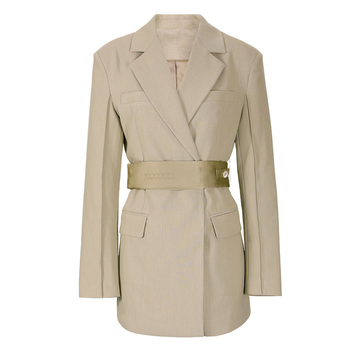 tailored blazer jacket with wide belt – SIENNAMI