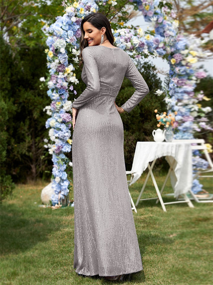 sleeve sequin wrap gown – FUCHSIA RAY