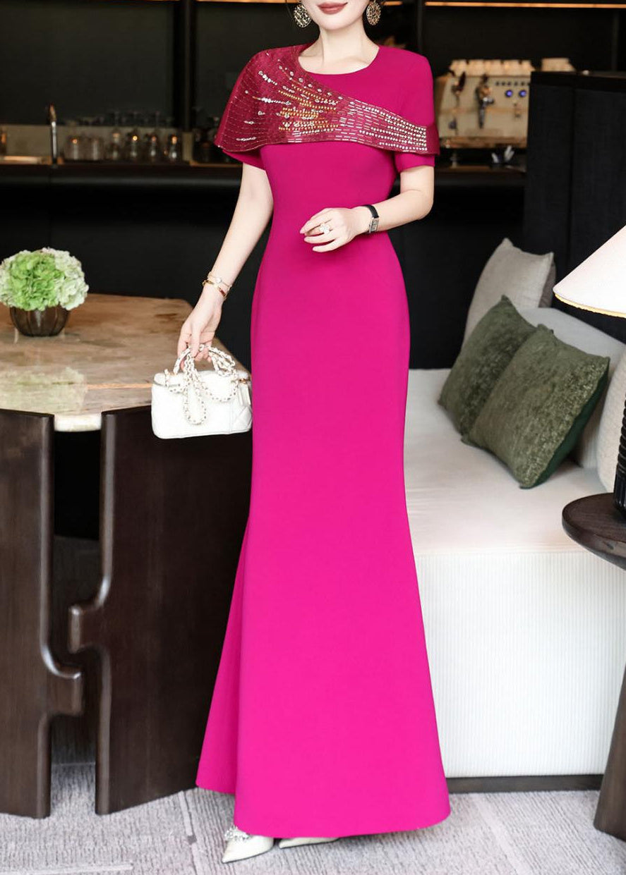 embellished draped shoulder gown – MARCELLIA