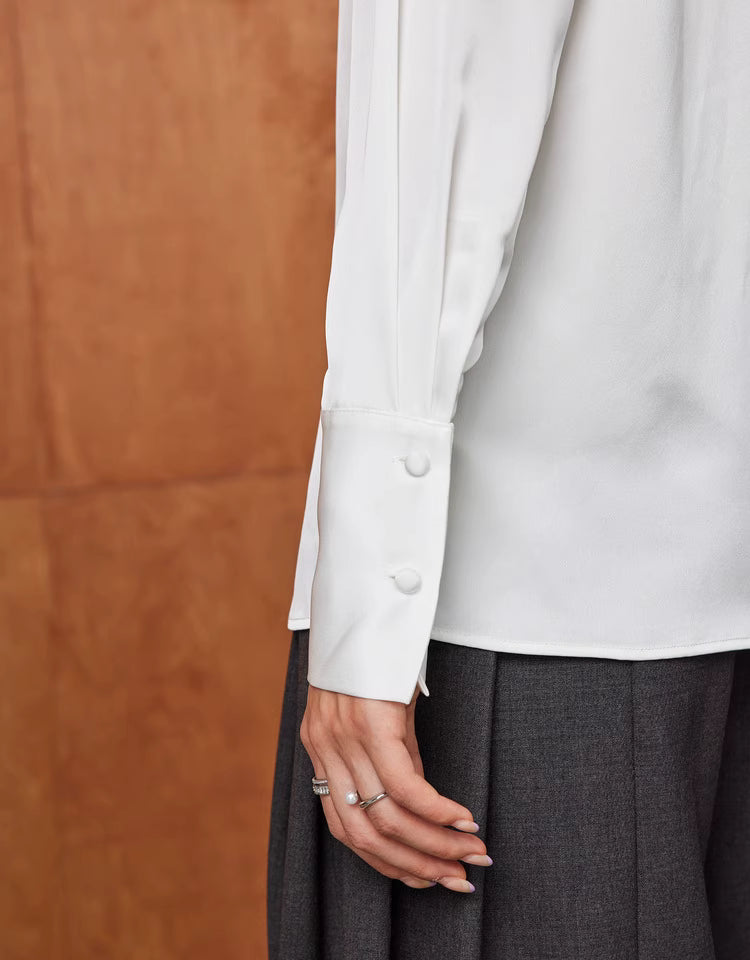 satin blouse with oversized bow tie – VIVIEN