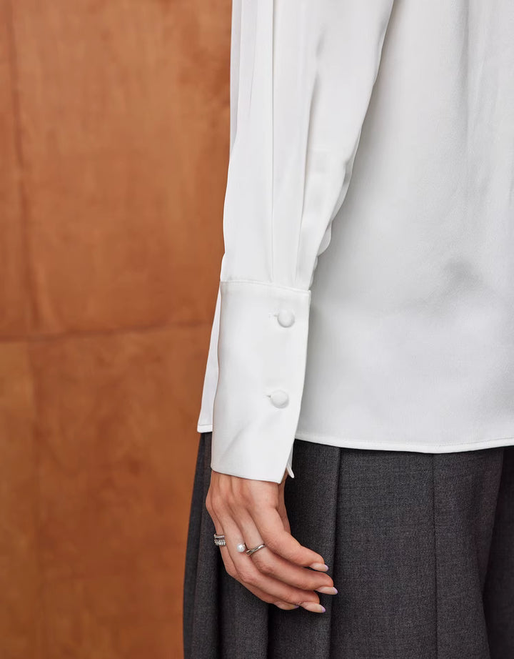 satin blouse with oversized bow tie – VIVIEN