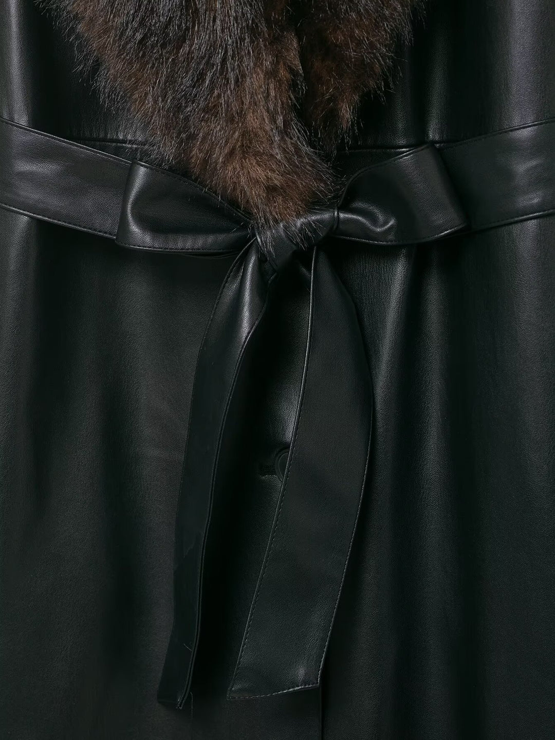 Faux Leather Long Coat with Fur Collar – EMAN