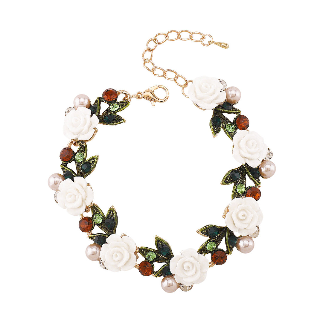 floral resin bracelet with pearl accents - BLOSSOMA