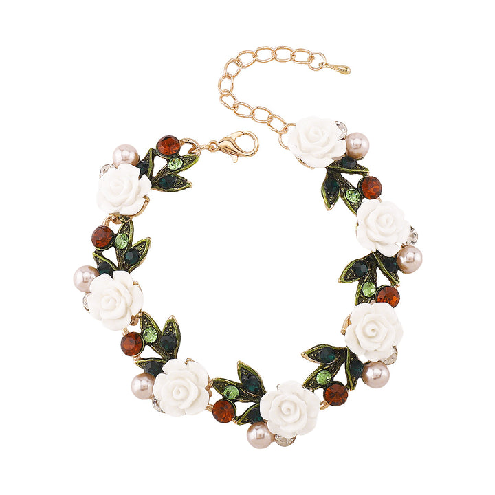 floral resin bracelet with pearl accents - BLOSSOMA
