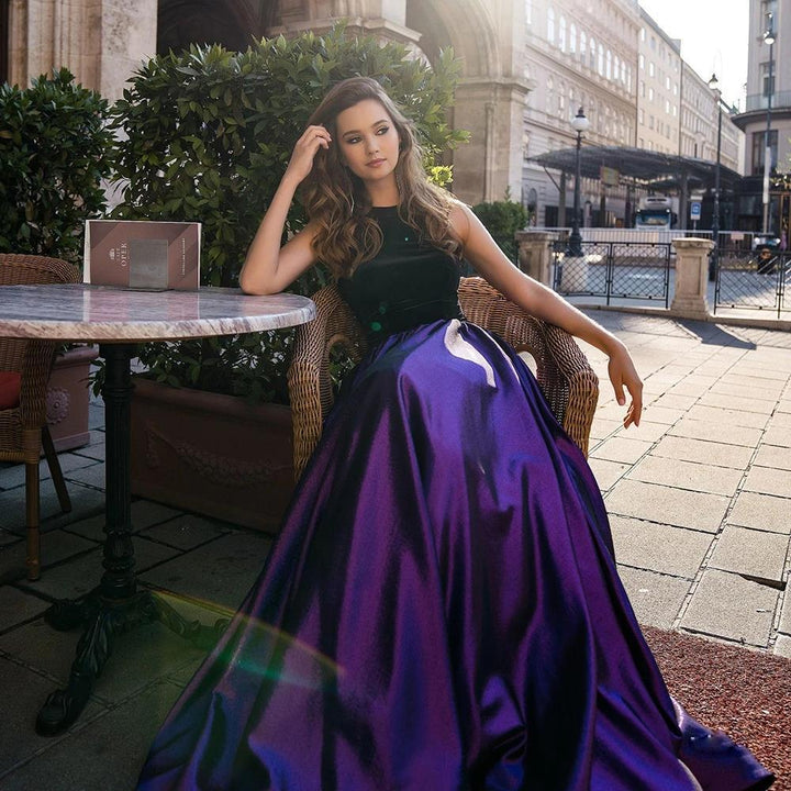 sleeveless ball gown with satin skirt - AURORIKA