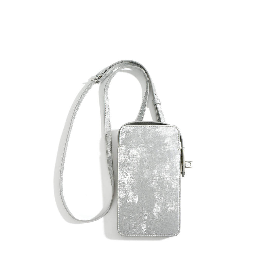 metallic crossbody phone bag with adjustable strap - AURAVKLI