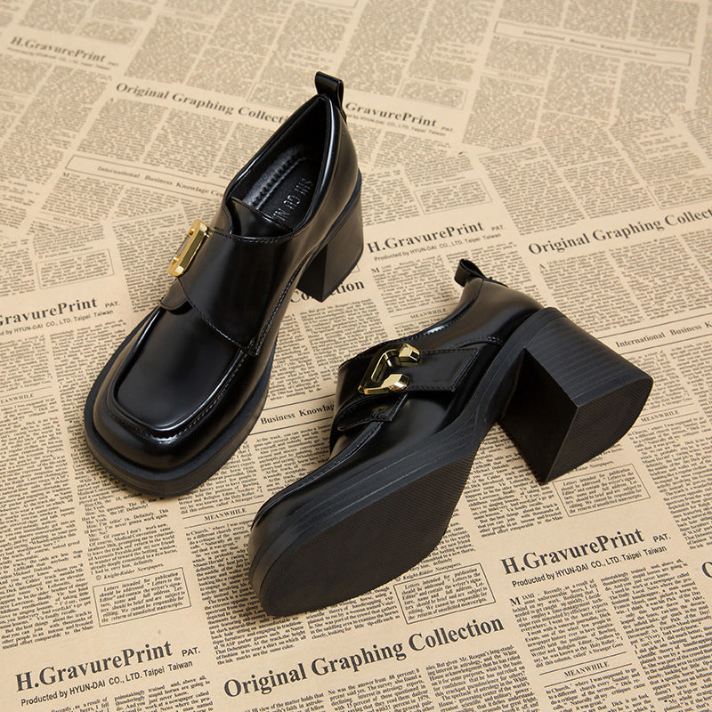 block heel loafers with gold buckle – CELINEFRU