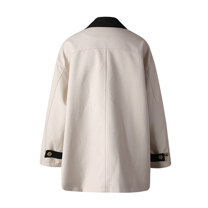 button-front minimalist jacket with contrast collar – KIVAA