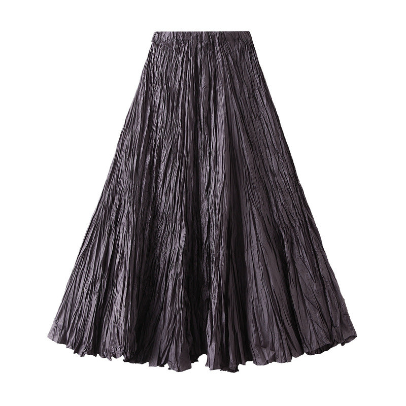 Crinkled Maxi Skirt with Elastic Waist – VIOLET