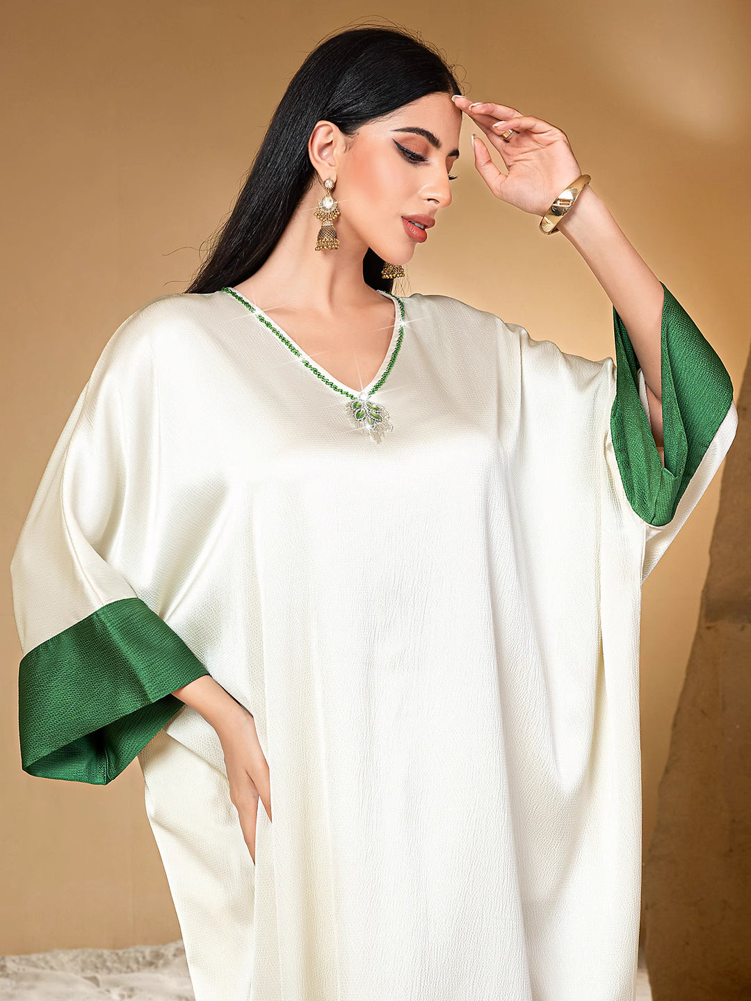 flared kaftan dress with contrast cuffs - LAYLAFI