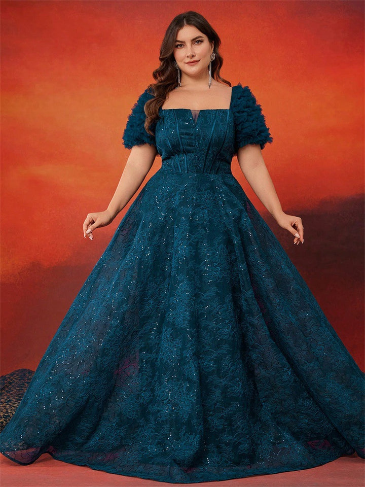 Geplooide top met uitlopende mouwen en maxi-rok set met tailleband – Rosiny 