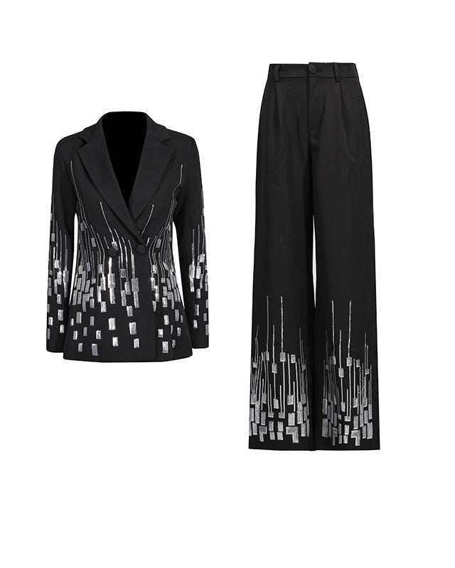 tailored sequin-embellished blazer set – STELLAR