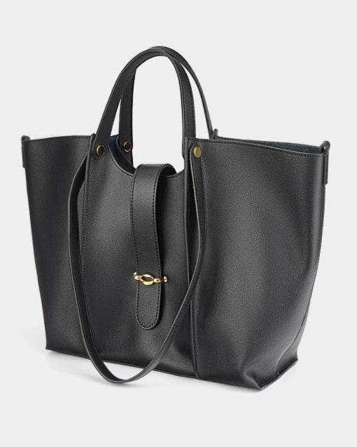 编织藤条手提包，配有双层皮革手柄 – LÉONIE 