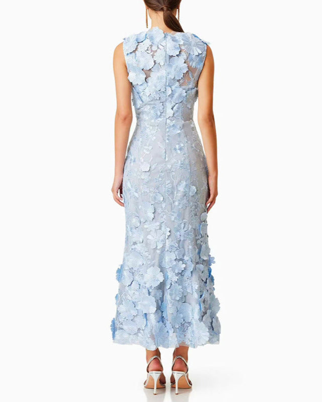 sleeveless floral applique gown – AMORAZLI