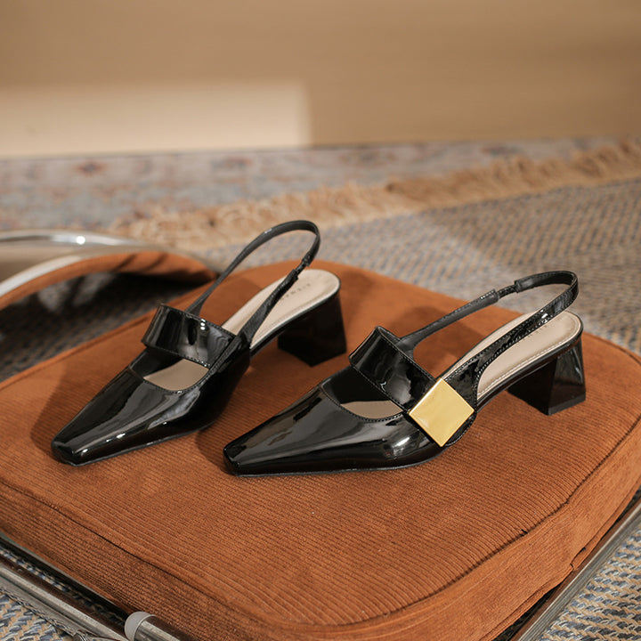 slingback block heels with metallic accent – DARIACTI