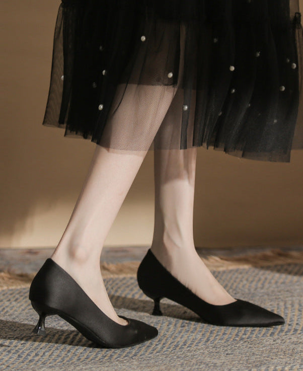 pointed-toe pumps with flared kitten heel – SERENALI