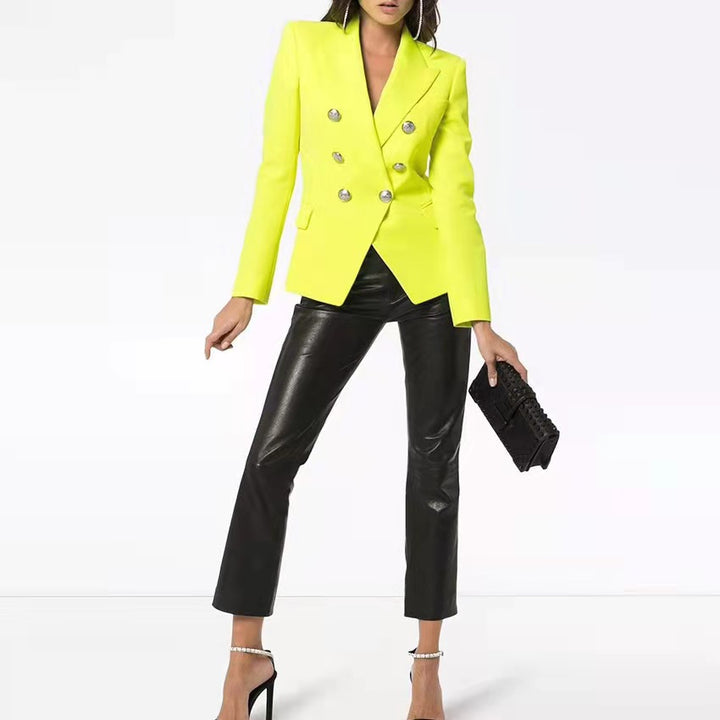 double-breasted tailored blazer with gold buttons – AURORA