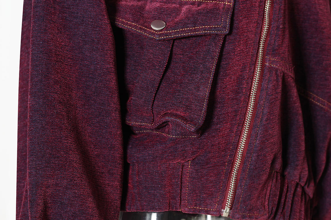 cropped hooded denim jacket with zipper details – NOVA