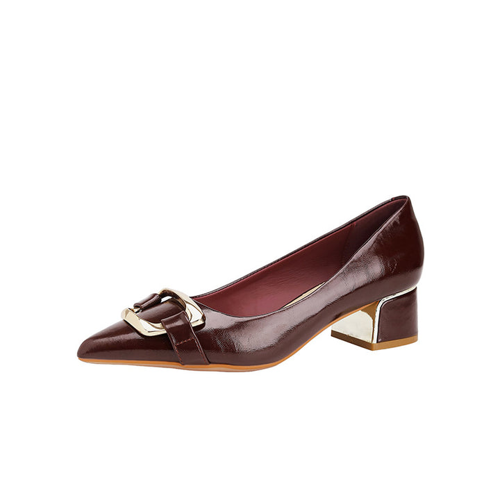 pointed-toe block heels with gold buckle - ARYIALWA